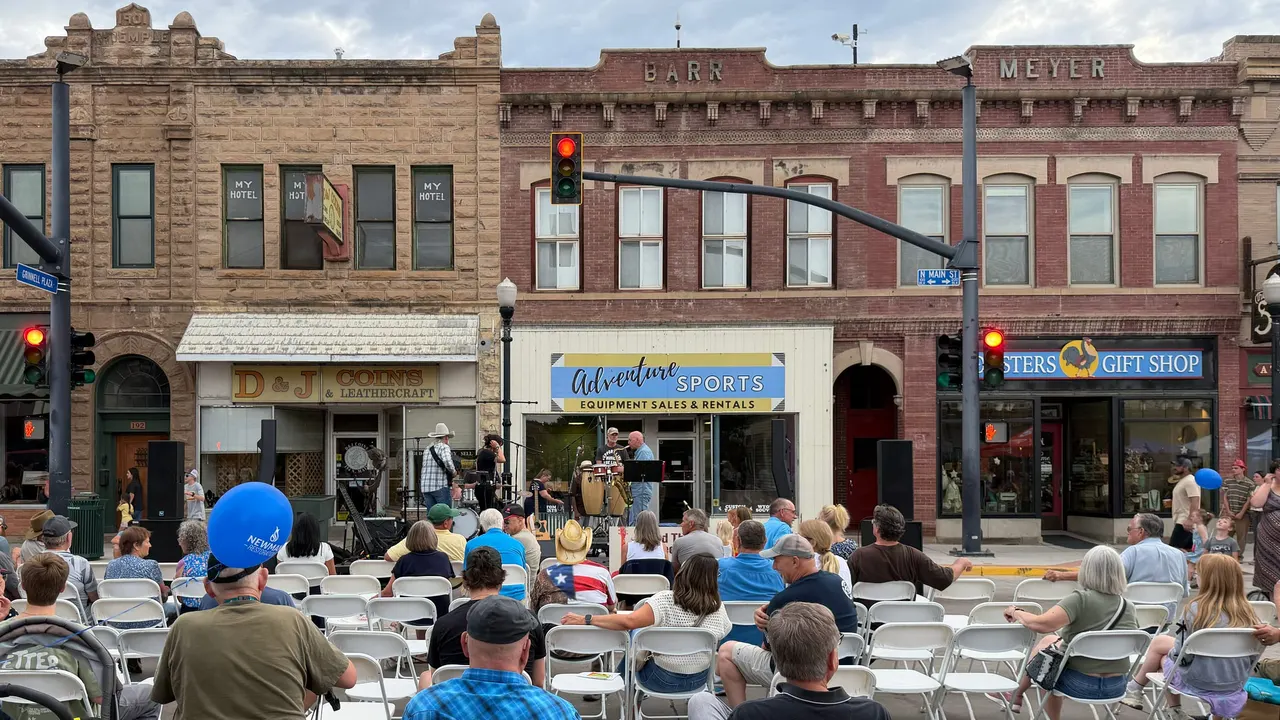 Bands playing during a Third Thursdays event in downtown Sheridan, Wyoming.